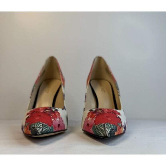 Nine West Tatiana Women's Size 7M Multicolor Floral Pointy Toe Black Heel Dress - Picture 5 of 14